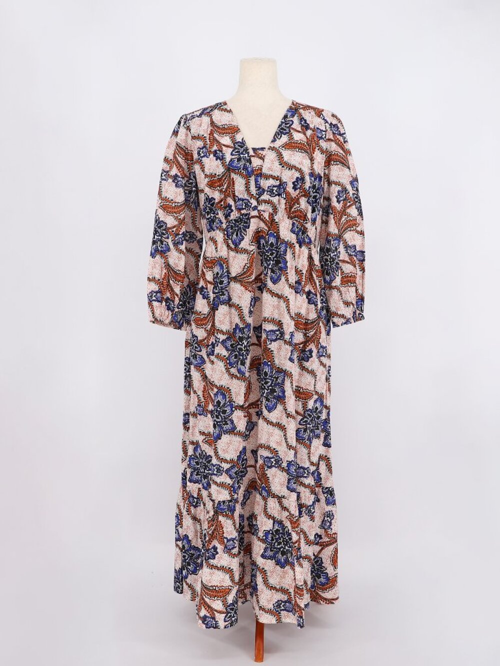 NWT CHICO'S Tiered Salsa Night Cotton Maxi Dress in Burnished Clay Size 1/US 8
